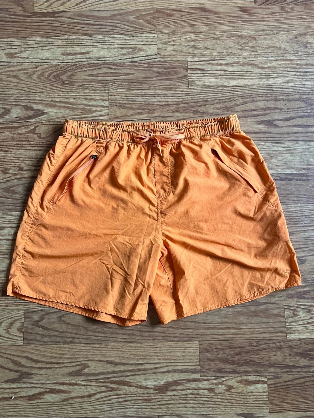 Adsum Men's Orange Swim Trunks with Elastic Waist and Zipper Pockets
